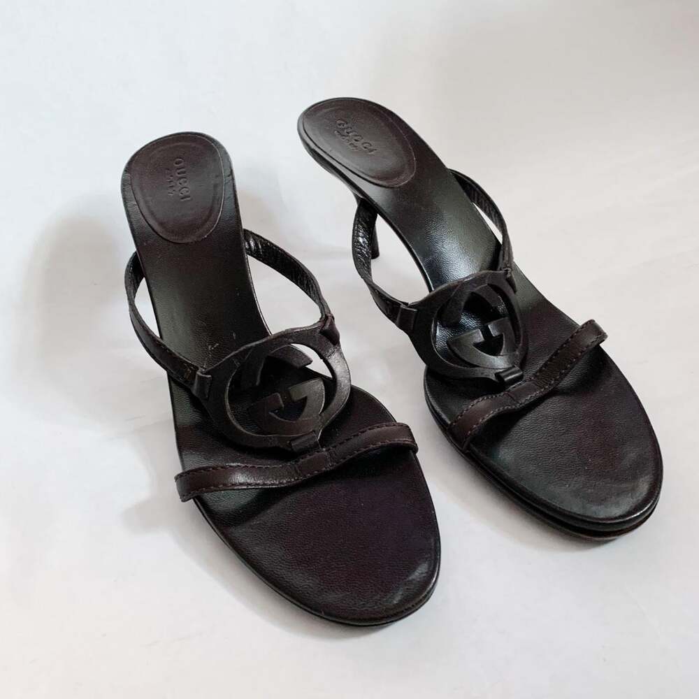 Gucci Brown Leather Sandal Heels Size 40